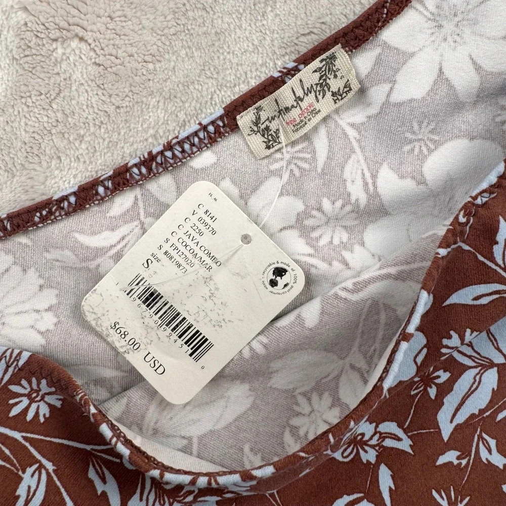 Intimately Free People Java Cameo One Shoulder Floral Bodysuit Cocoa Mar Small